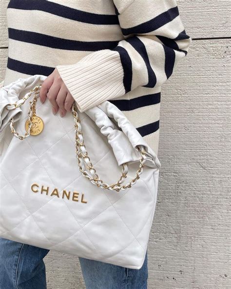 black and white chanel tote|chanel 22 bag medium.